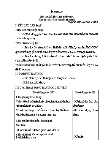 Kế hoạch bài dạy học kì 1 môn Âm nhạc 5