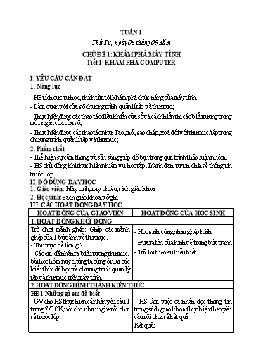 Kế hoạch bài dạy học kì 1 môn Tin học 5