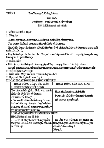 Kế hoạch bài dạy học kì 1 môn Tin học Lớp 5