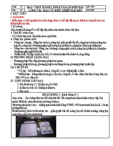 Kế hoạch bài dạy học kì 2 Công nghệ Lớp 9