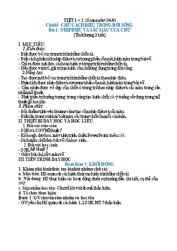 Kế hoạch bài dạy Mĩ thuật 7 Chân Trời Sáng Tạo Full năm học