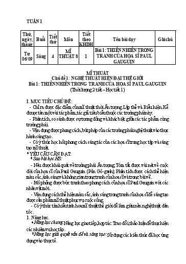 Kế hoạch bài dạy Mĩ thuật 8 Chân Trời Sáng Tạo cả năm