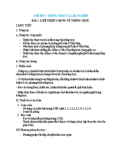Kế hoạch bài dạy theo chủ đề Công nghệ Lớp 7 Cánh Diều