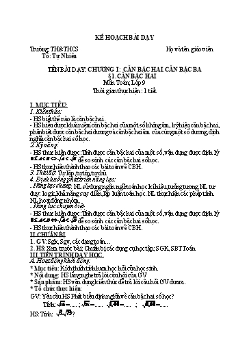 KHBD cả năm Đại số Lớp 9