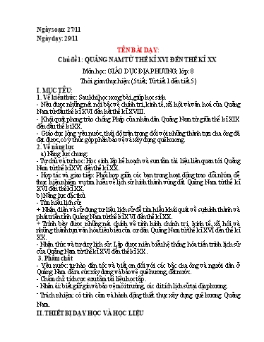 KHBD cả năm Giáo dục địa phương (Quảng Nam) Lớp 8