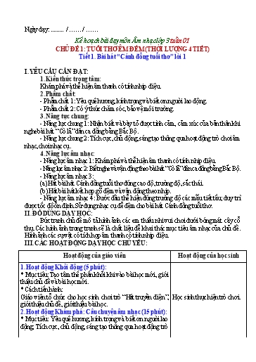 KHBD cả năm môn Âm nhạc 3 Chân Trời Sáng Tạo