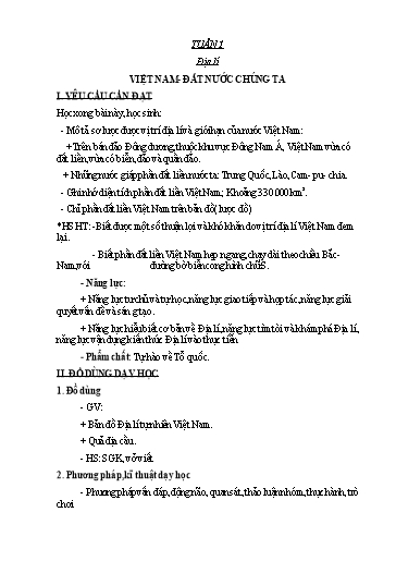 KHBD cả năm môn Địa lí Lớp 5