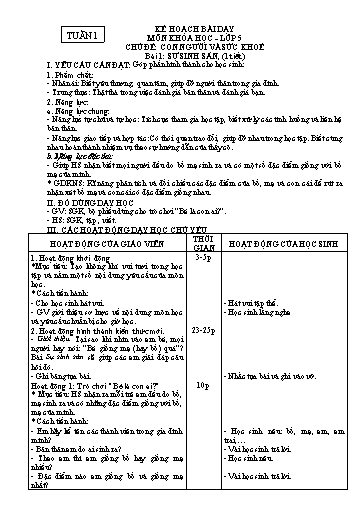 KHBD cả năm môn Khoa học Lớp 5