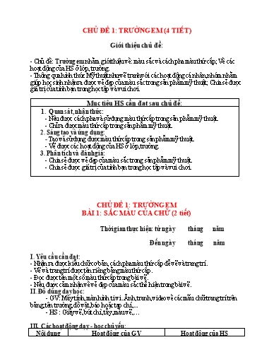 KHBD cả năm môn Mĩ thuật 3 Chân trời sáng tạo
