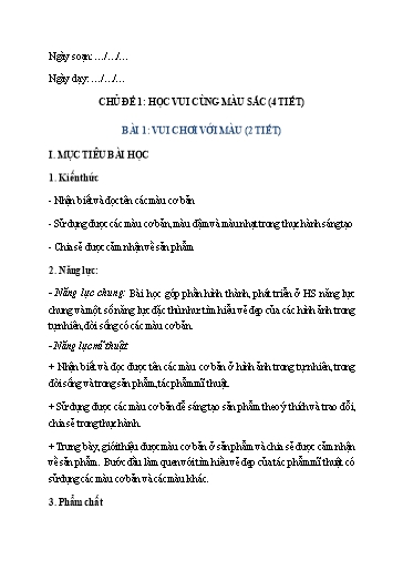 KHBD cả năm môn Mĩ thuật Lớp 2 Cánh diều