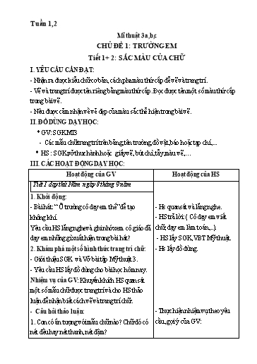 KHBD cả năm môn Mĩ thuật Lớp 3 Chân trời sáng tạo