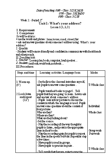 KHBD cả năm môn Tiếng Anh Lớp 5