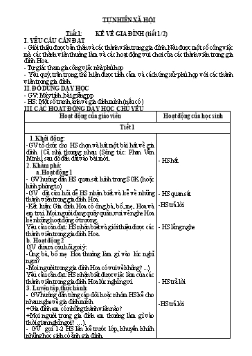 KHBD cả năm môn Tự nhiên và Xã hội 1 Kết nối tri thức