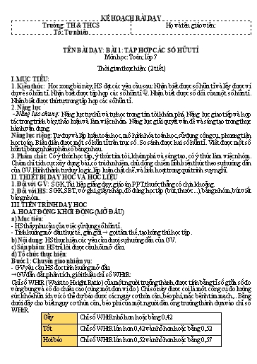 KHBD Đại số 7 cả năm Kết Nối Tri Thức