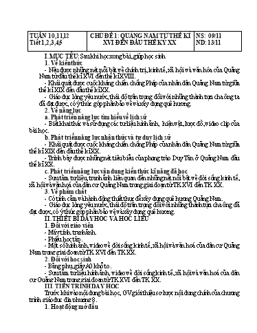 KHBD Giáo dục địa phương (Quảng Nam) Lớp 8 cả năm