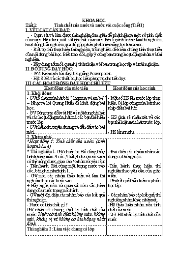 KHBD học kì 1 môn Khoa học 4 Kết nối tri thức