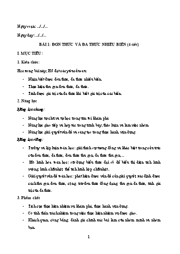 KHBD học kì 1 Toán 8 Cánh Diều