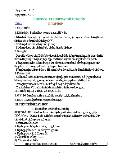 KHBD phần Đại số 6 học kì 1 sách Kết Nối Tri Thức